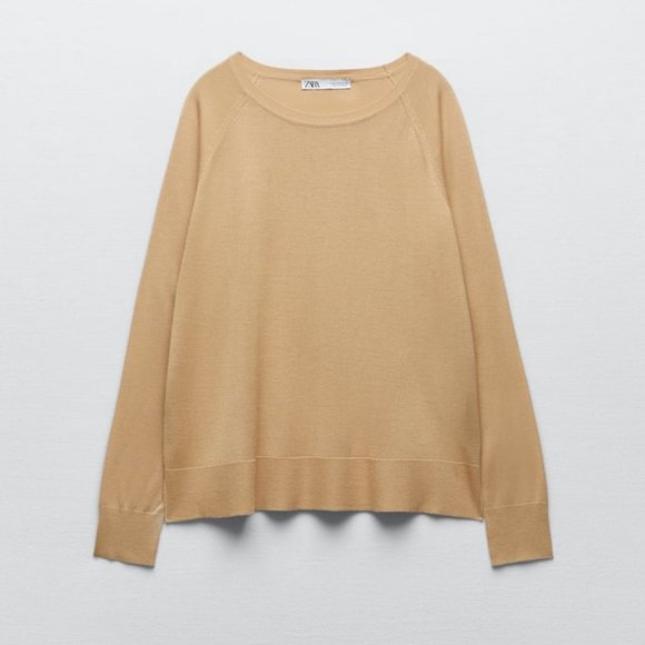 Zara Sweaters - ZARA BASIC KNIT SWEATER IN CAMEL SZ L